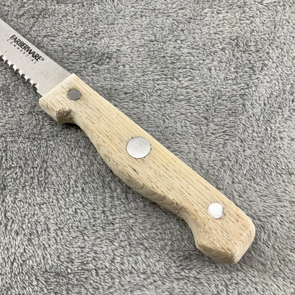 "Cuchillo para pan FarberWare vintage hoja de 4,5"" borde dentado mango de madera" Foto 2 de 4