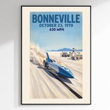 1970 Bonneville Vintage Racing Poster Print Retro Jet Car Land Speed Wall Art