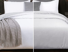 NEW King Sz Duvet Cover 3 Pc Set Reversible Microfiber white lt gray bedding