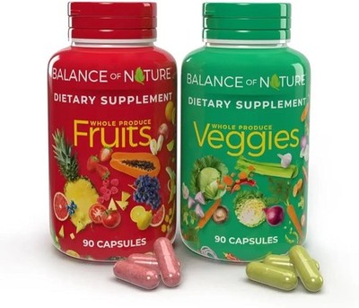 Balance of Nature Fruits and Veggies Supplements Lot of 2 (1 Fruit & 1 Veggie)