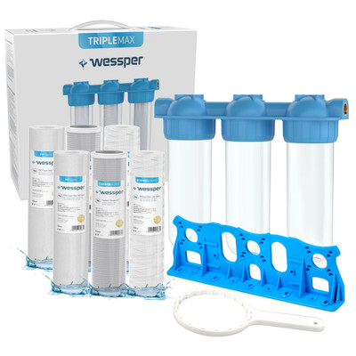 Hauswasserfilter 3 stufig 1 Zoll Wessper Triplemax 6 Filtereinsätze Set 10 Zoll