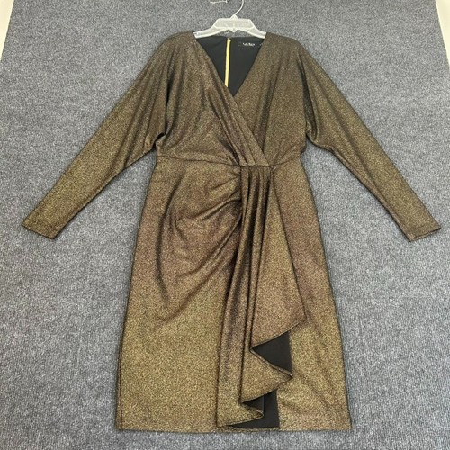 Lauren Ralph Lauren, Lauren Ralph Lauren Black Label Gold Metallic Jacquard Dress Size 6 City Party