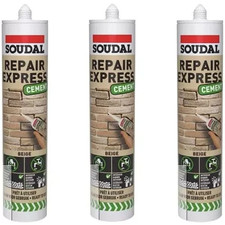 Soudal Repair Express Cement Gap and Crack Mortar Filler, Beige 300ml x 3