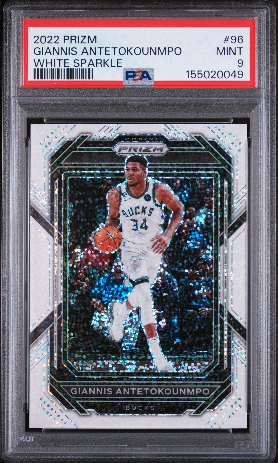 2022 PANINI PRIZM WHITE SPARKLE #96 GIANNIS ANTETOKOUNMPO PSA 9