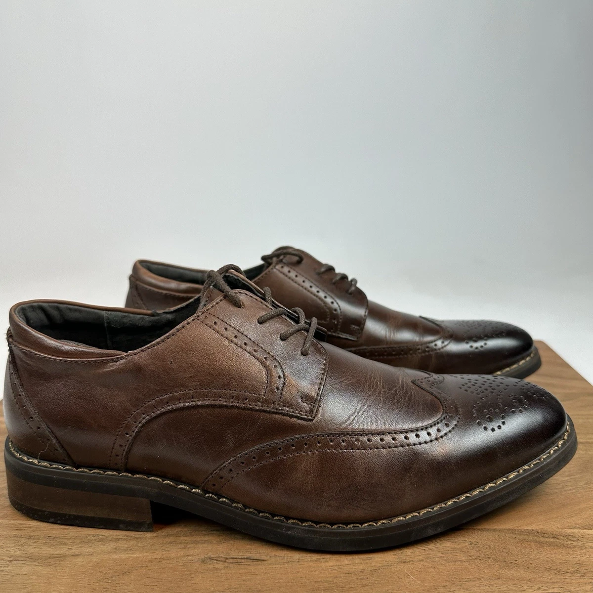 NEW Joseph Abboud Mason Mens 8.5 D Leather Wingtip Dress Shoes Cognac & Loden Men main image 4