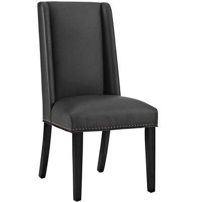 Modway Baron 20.5'' Solid Rubberwood and Vegan Leather Dining Chair in Black