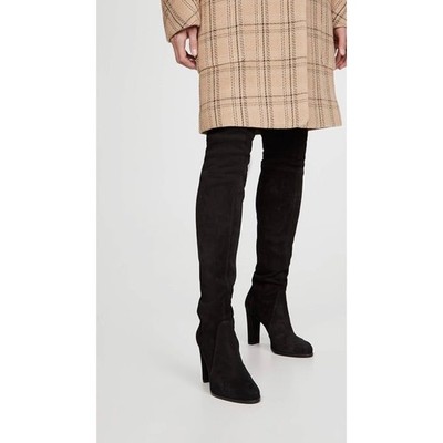 Stuart Weitzman Highland Over the Knee Boots Black Suede Heeled size 7