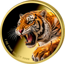 Silberm&uuml;nze Majest&auml;tischer Tiger 1 oz 999,9 Silber 2026 ST / BU Auflage 100