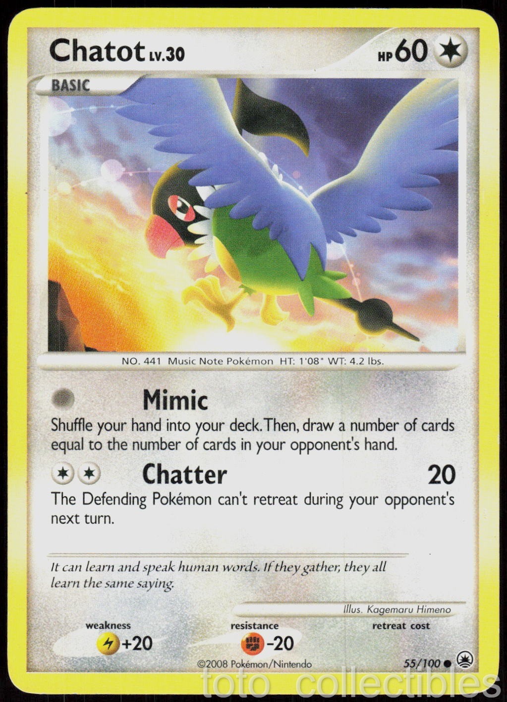 Chatot 55/100 Common Majestic Dawn Pokemon Moderately Played