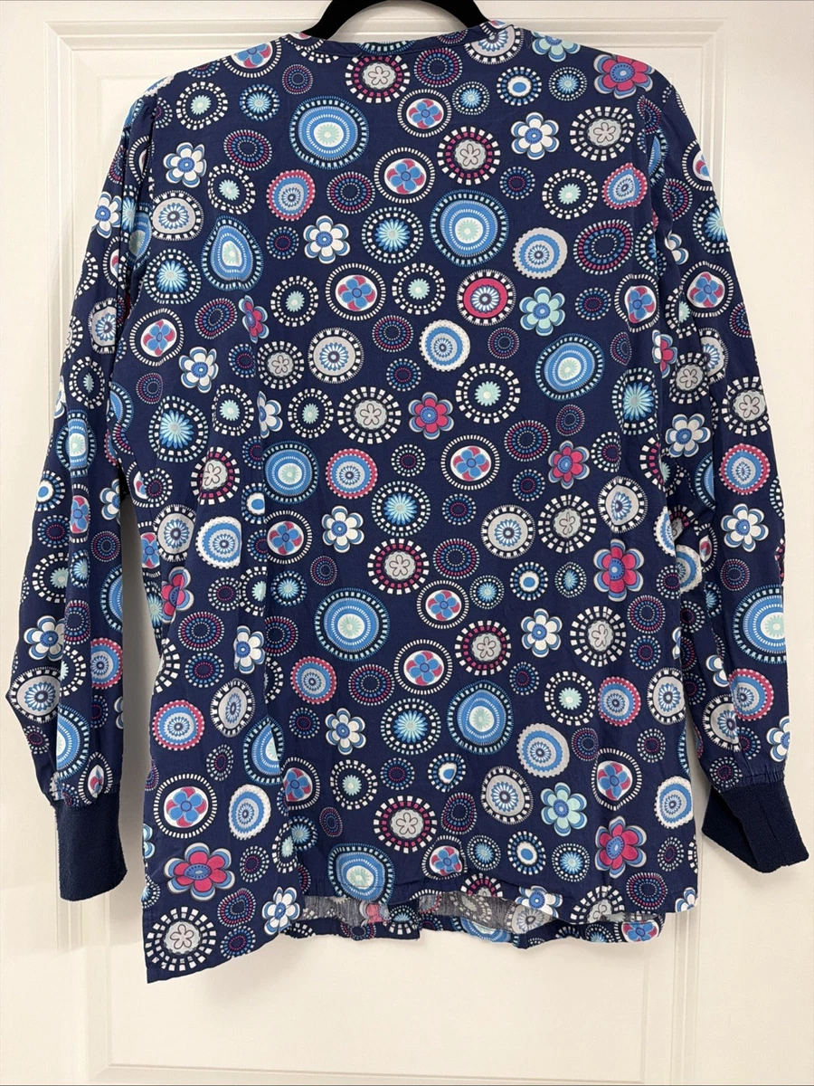 Zoe + Chloe Flower Lab Coat Blue Size Medium 