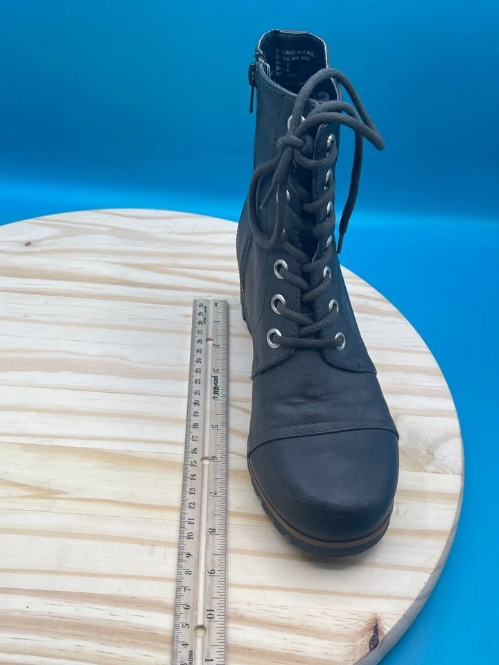 Botín Unionbay para mujer talla 8M cuero negro con cordones punta redonda cómodo Foto 4 de 4