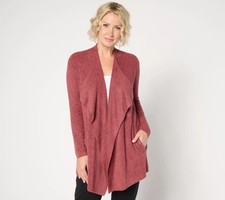 Barefoot Dreams Regular CozyChic Lite Ribbed Island Wrap Cardigan Dark Sienna S/