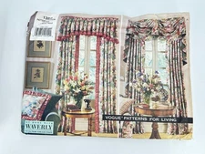 Vogue Patterns 1386 Window Treatments Drapes Curtains One Size