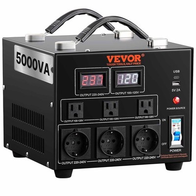 VEVOR 5000W Voltage Converter Transformer Step Up/Down 220V-110V /110V-220V CE