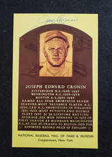SIGNED JOE CRONIN HALL OF FAME PLAQUE