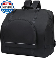 Black Accordion Bag - Padded Oxford Cloth Case with Adjustable Shoulder Straps,