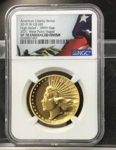 2019-W 1oz Enhanced High Relief American Liberty Gold NGC SP70 WEST POINT HOARD
