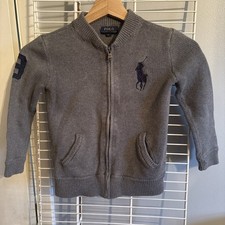 Ralph Lauren Polo Big Pony Full Zip Cardigan Rugby Sweater Youth Size 6 Boys