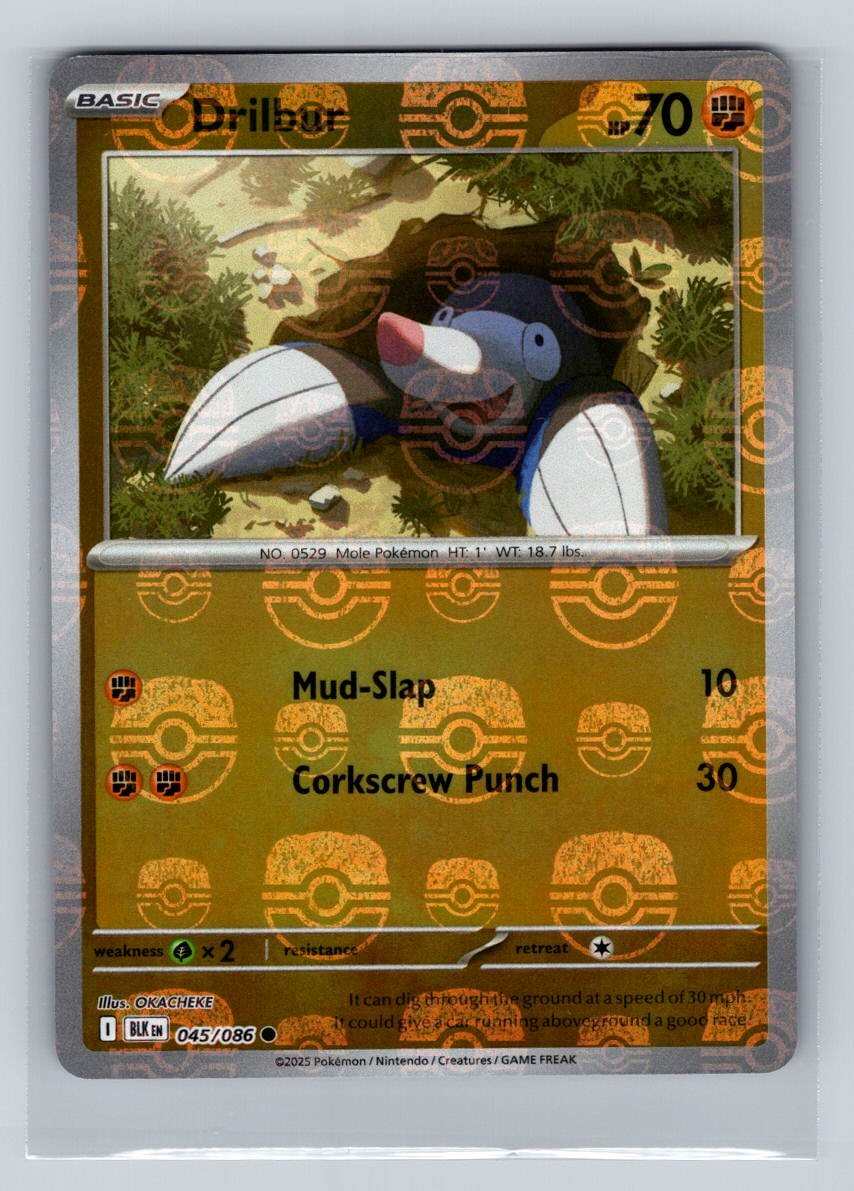 Drilbur (Master Ball Pattern) 045/086 Common SV: Black Bolt Pokemon Near Mint