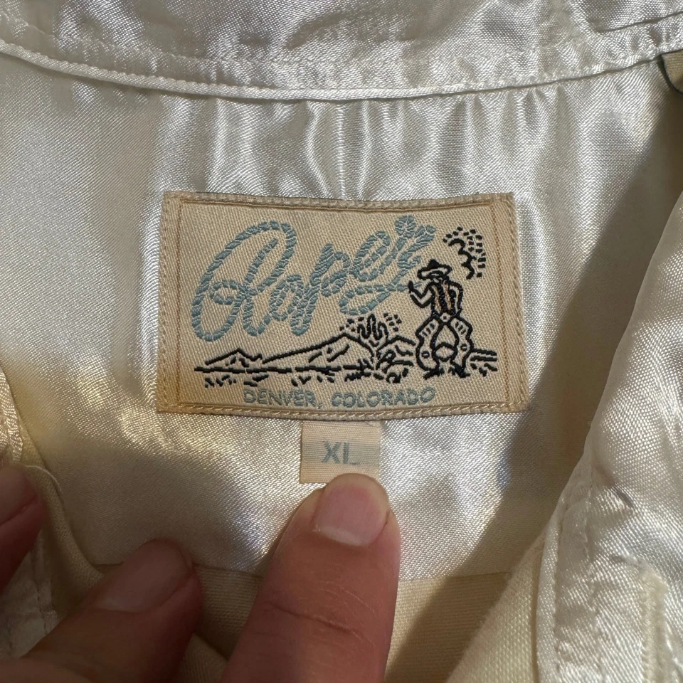 Camisa De Colección Roper Western Perla Snap Vaquero Crema Para Hombres XL Bordada Floral LEER Foto 3 de 4