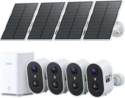 Solar Security Cameras Wireless Outdoor Home System, True 2K HD, Cross-Camera Tr