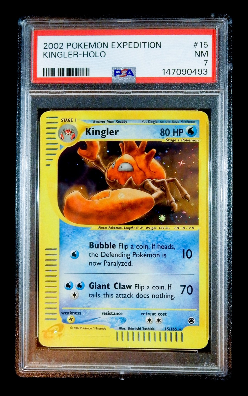 2002 Pokemon Kingler Holo Foil Expedition 15/165 PSA 7