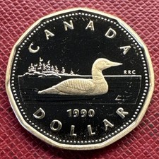 Canada 1990 Bronze Plated Nickel 1 Dollar PROOF Loonie. Elizabeth II. KM# 186