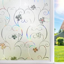 Window Privacy Film 3D Flower Pattern 11.8 x 78.7 inches Rainbow Flower