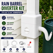 Rain Barrel Diverter Kit Fits 2x3 3x4 Downspout Rainwater Collection Hose System