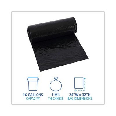 Boardwalk 510 Low-Density Waste Can Liners 1 mil, 16 gal, 24''x32'', Black, 150/CT