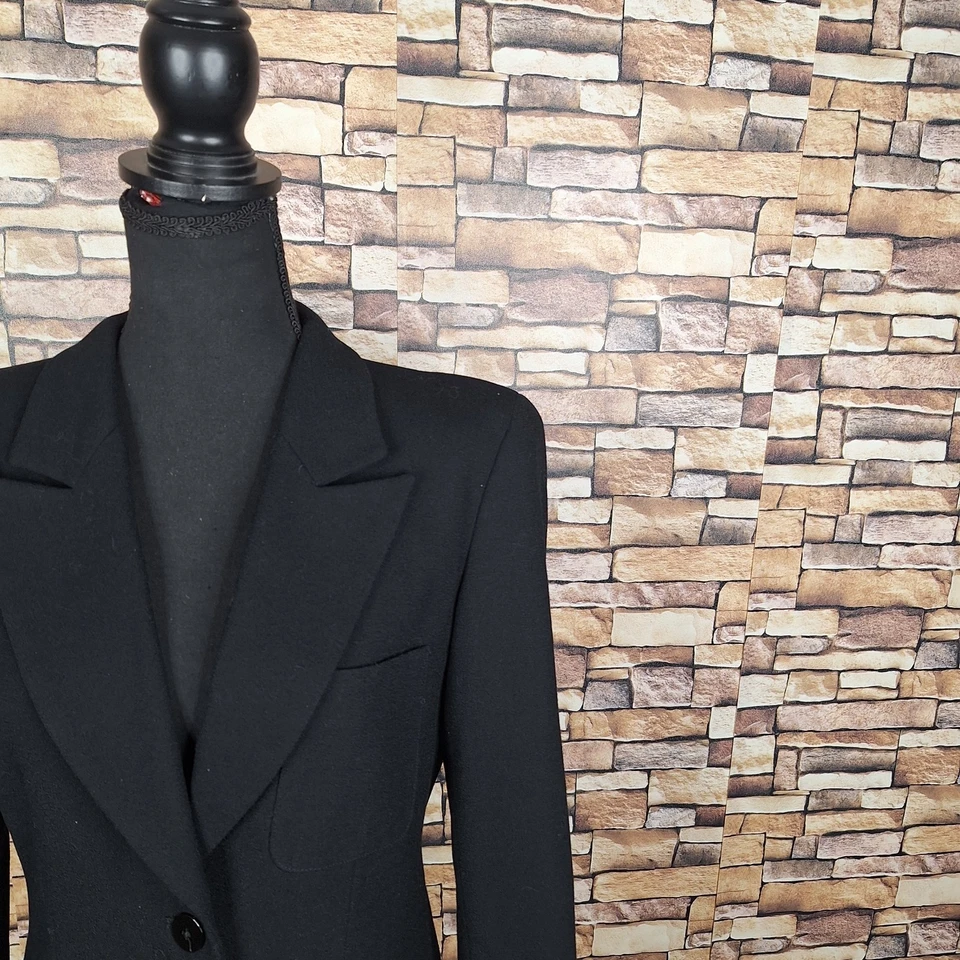 Chaqueta Blazer Gianni Mujer 8 Lana Negra De Colección Hecha en EE. UU. Foto 3 de 4