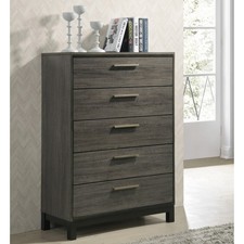 Roundhill Furniture Ioana 187 Antique Grey Finish Wood 5 Grey 5-drawer