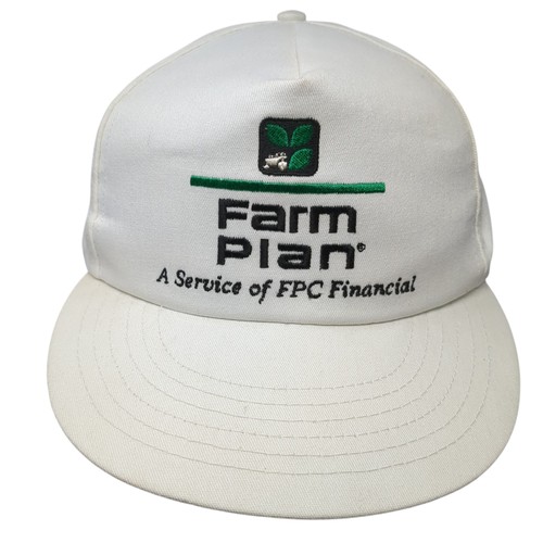 Farm Plan A Service Of FPC Financial Snapback Trucker Hat White OS Vintage