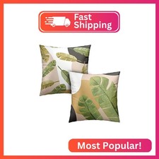Kwlegh Set of 2 Summer Green Palm Tree Leaves Pillow Covers Tropical Plant Pillo