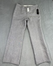 Banana Republic Linen Jackson Fit Trouser Pants Gray Pin Stripe Size 12S