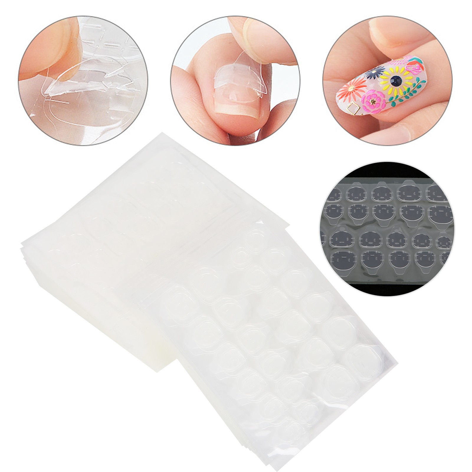50 Sheet Fake Nail Adhesive Tabs DoubleSided Waterproof Transparent Gel Nail HEN