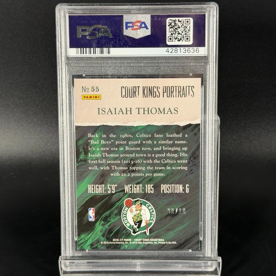 Isaiah Thomas 2016-17 Panini Court Kings #55 Portraits Emerald Green /10 PSA 9 - Image 2 of 2