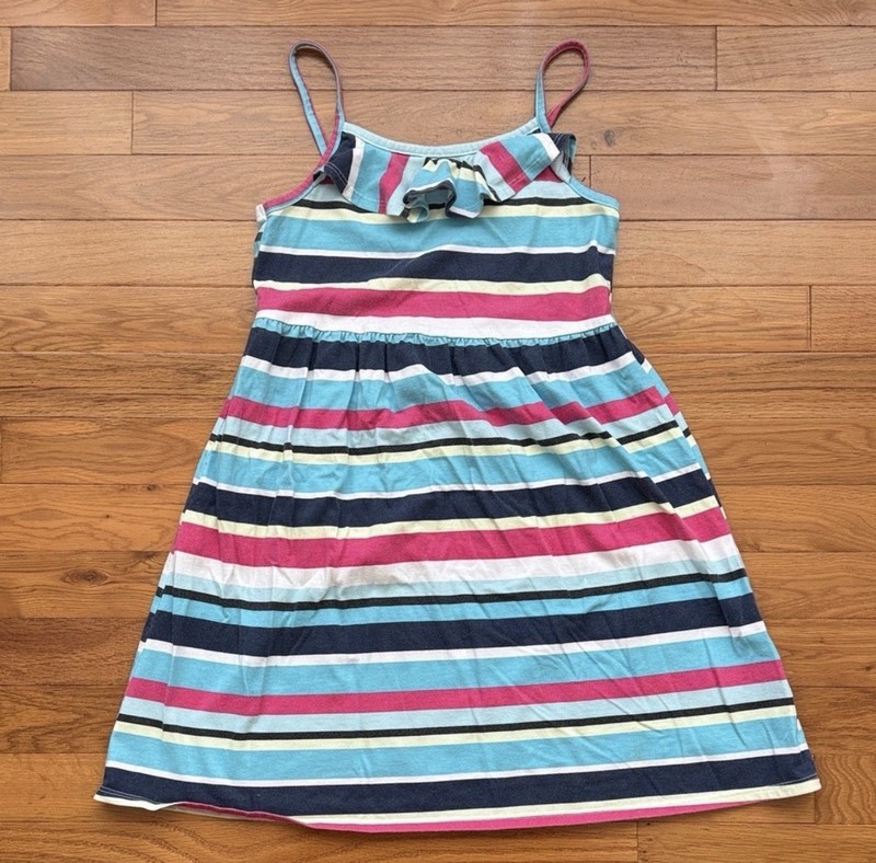 Faded Glory Girls M (7-8) Multicolor Striped Sleeveless Knee Sundress Bow