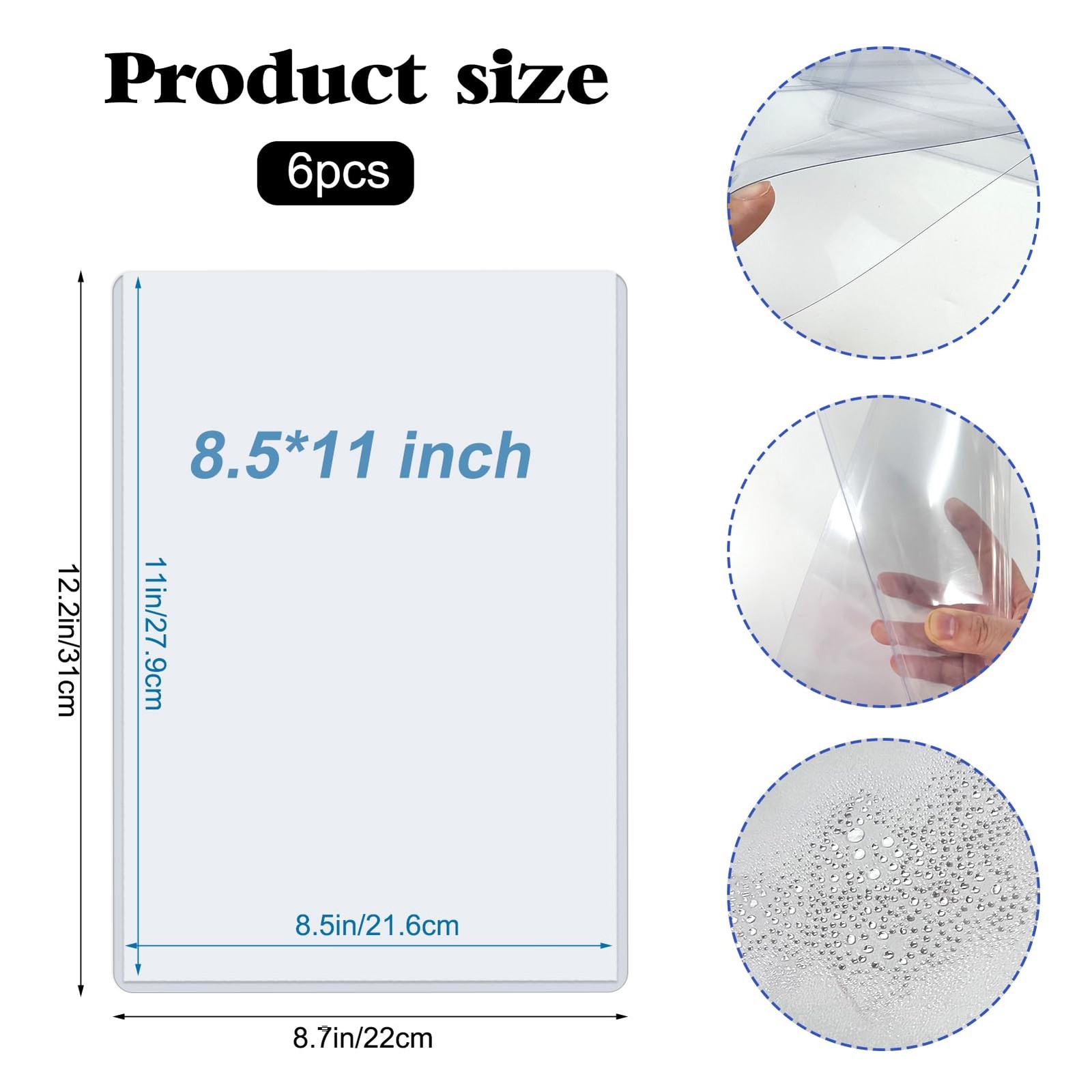 Rainmae 6 Pack 8.5" x 11" Rigid Print Protectors, Clear 8.5*11in (6 Pcs) 