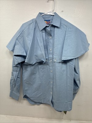 New Women s Cricket Creek Blue Long Sleeve Button Up Medium MM-78