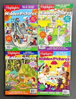 Highlights HIDDEN PICTURES   LOT OF 4 ISSUES   1,000's of Objects To Find