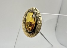 Antique Victorian Gold Front Citrine Glass? Hat Stick Pin Faceted Unsigned Read