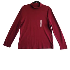 Karen Scott Women's Petite Mock-Neck Long-Sleeve Top Merlot XL