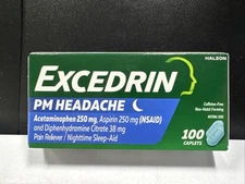 Excedrin PM Headache + Pain Reliever + Sleep Aid - 100 Caplets - Exp.06/2026