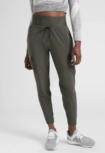 ATHLETA NEW! Khaki Olive High Rise SUTTON CARGO JOGGER Pants in ARBOR OLIVE Sz 4