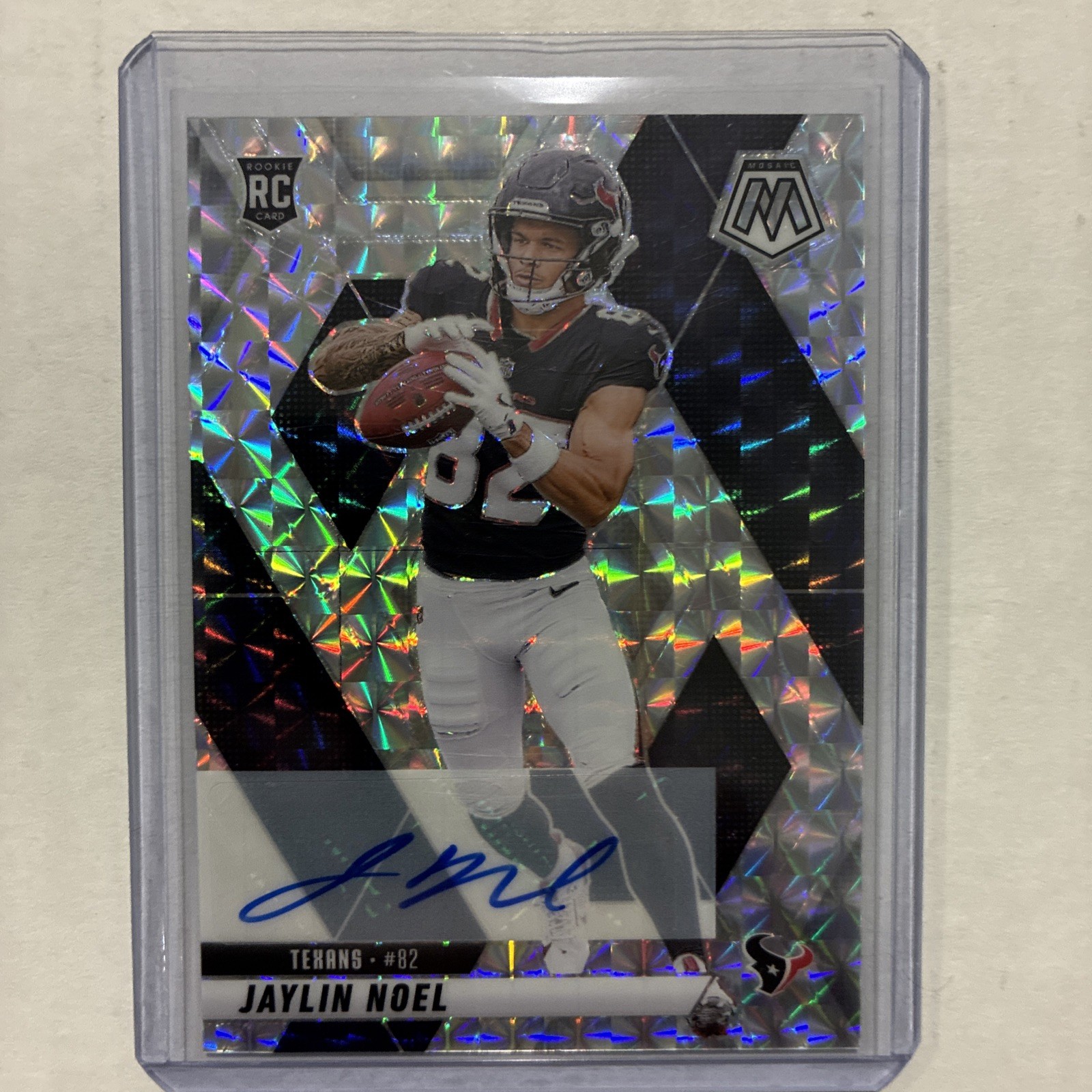 2025 Mosaic Jaylin Noel Rookie Auto Silver Mosaic Prizm RC #373 Houston Texans