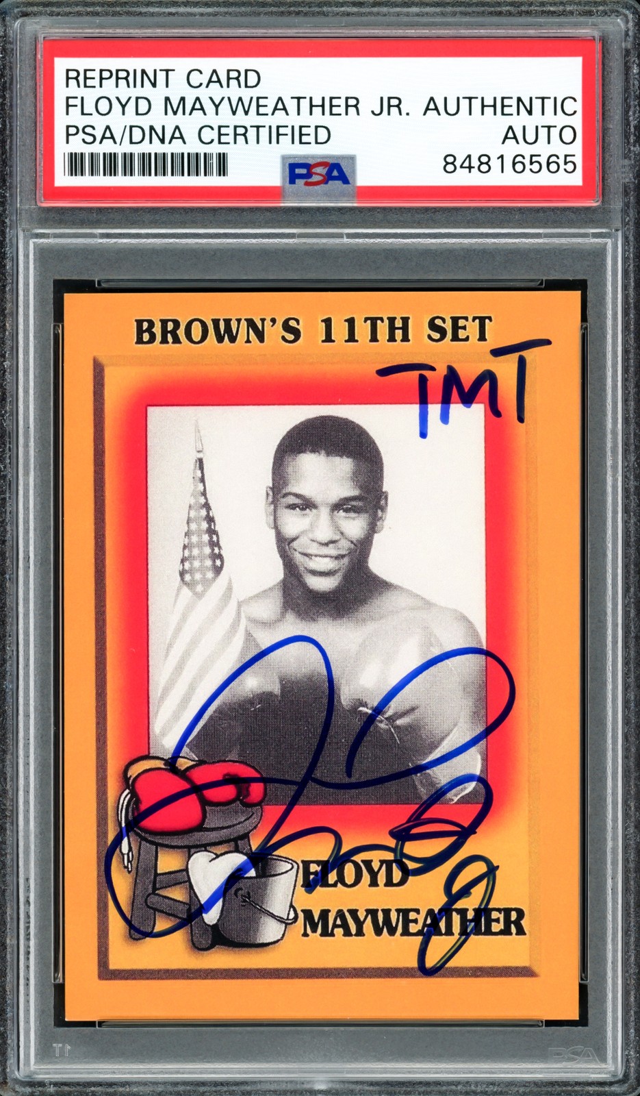 Floyd Mayweather Jr Signed 1997 Brown's Boxing Retro Reprint RC #51 TMT PSA/DNA view 1