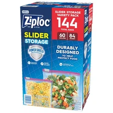 Ziploc Slider Storage Bags, Variety Pack, 144 Count