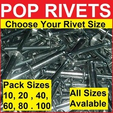 POP RIVETS   All Sizes / Lengths   Pack Sizes 10 to 100    Blind Dome Rivet