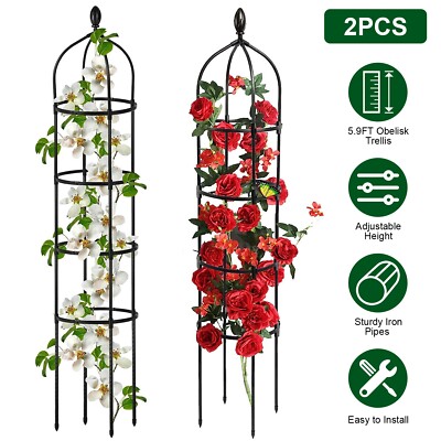 2 Pack Metal Garden Obelisk Trellis for Climbing Plants Outdoor 6FT Rustproof